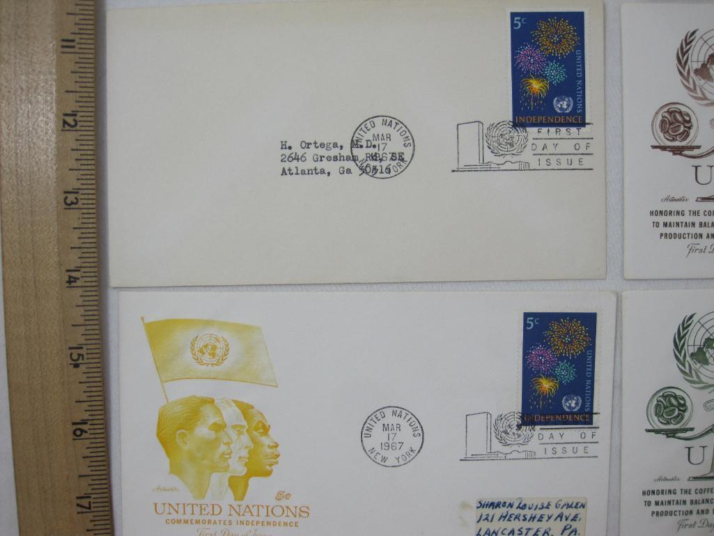 Thirteen First Day Covers 1960'S including Independence, Development Program, Peace Keeping UN