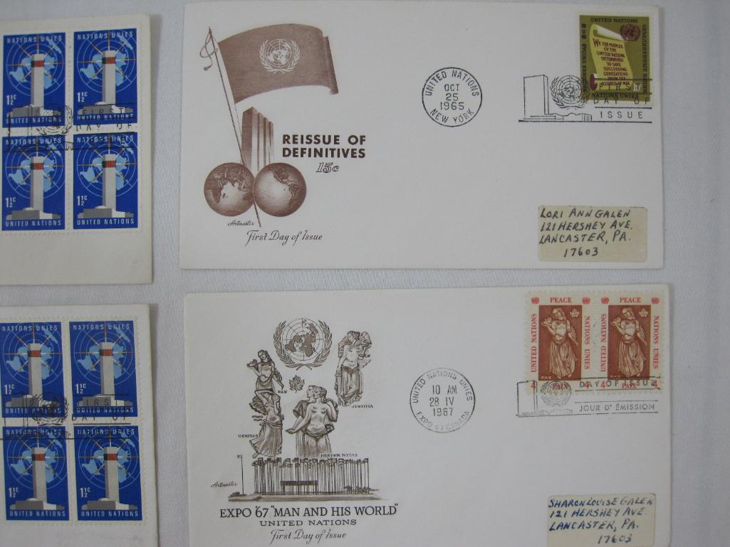 Thirteen First Day Covers 1960'S including Independence, Development Program, Peace Keeping UN