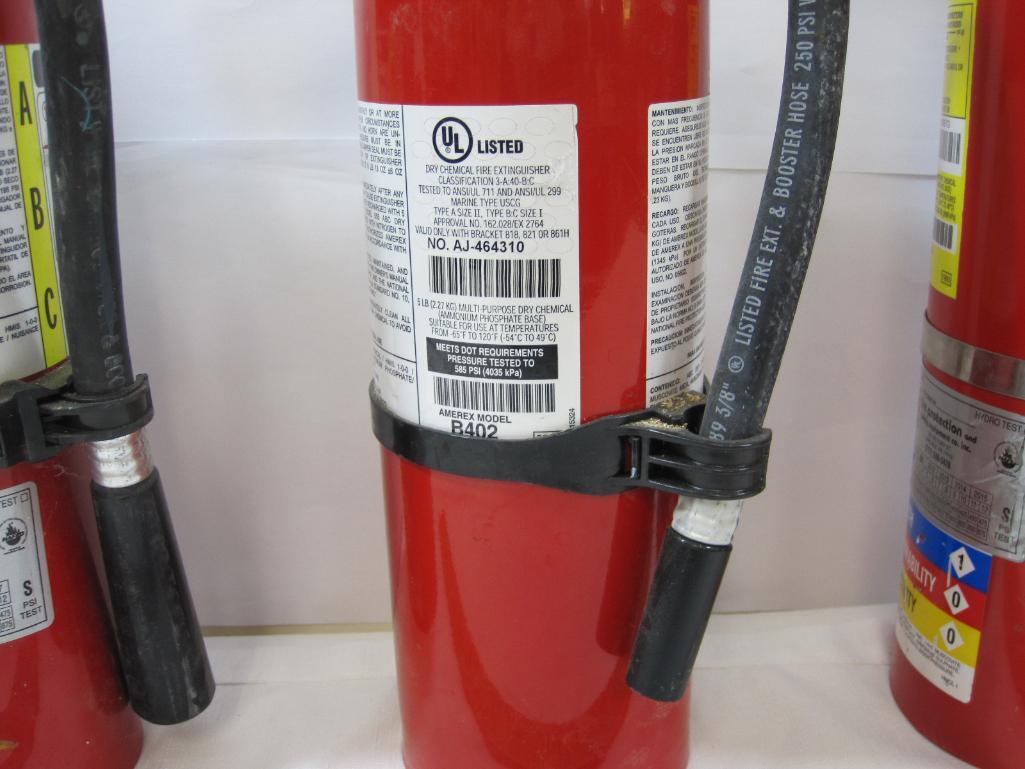 Three Amerex Fire Extinguishers, NOT Commercially Certified, 2 Model B402, 1 A443