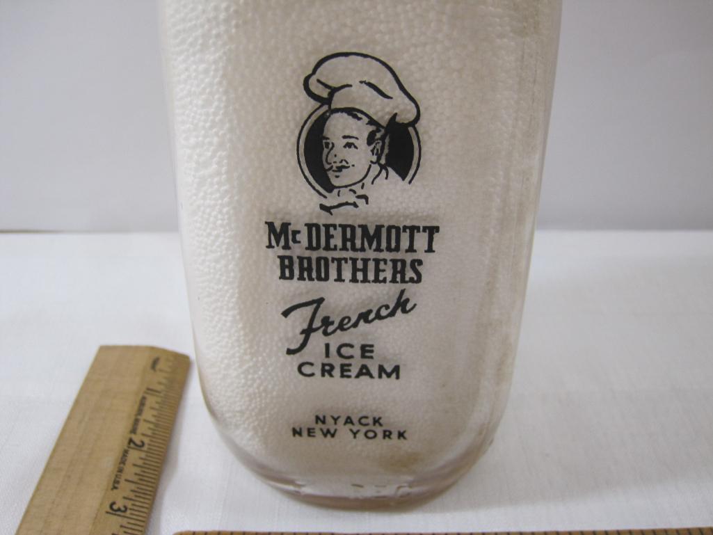 Quart Milk Bottles, McDermott Brothers Nyack New York, Monroe dairy