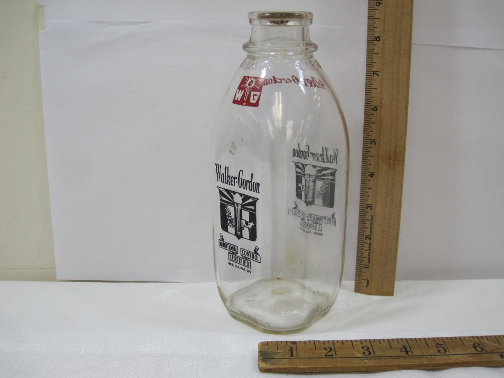 Two Vintage Milk Bottles, 1 Walker-Gordon Plainsboro NJ, 1 Cream Top Middlesex Rockwood Woodbrook