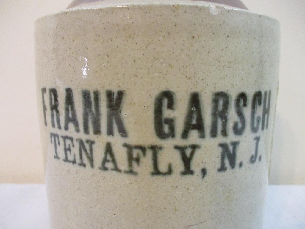 Vintage Frank Garsch Tenafly NJ 1/2 Gallon Stoneware Jug, 3 lbs