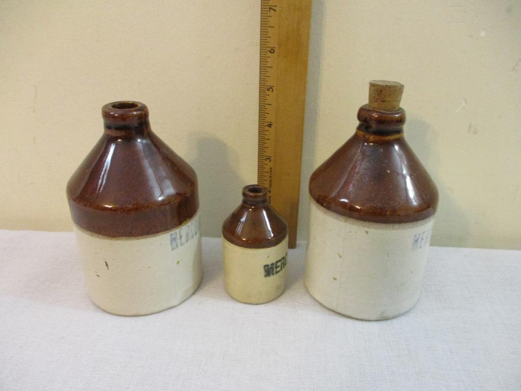 Three Vintage Mercury Stoneware Jars, 2 lbs 2 oz