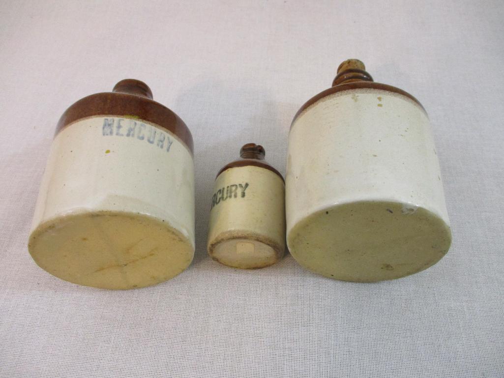 Three Vintage Mercury Stoneware Jars, 2 lbs 2 oz