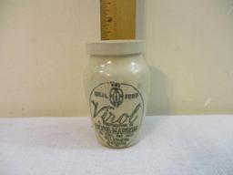 Vintage Virol Stoneware Jar, A preparation of Bone-Marrow an ideal fat food for children & invalids,