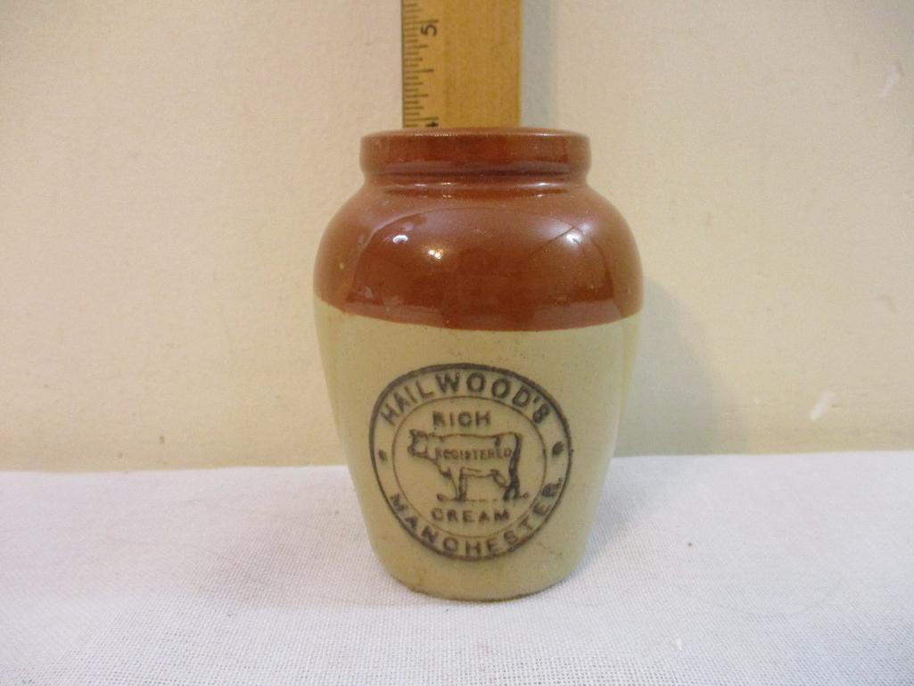 Vintage Hailwood's Manchester Rich Cream Stoneware Jar, 11 oz