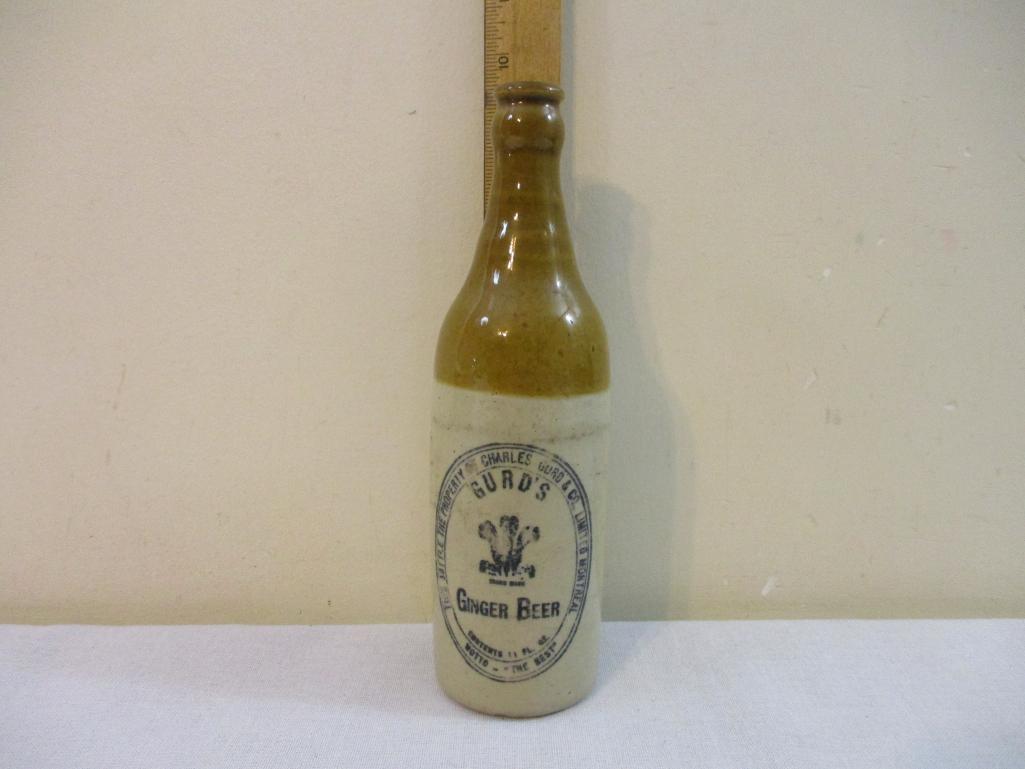 Vintage Gurd's Ginger Beer Stoneware Bottle, 11 fl oz, 1 lb 7 oz