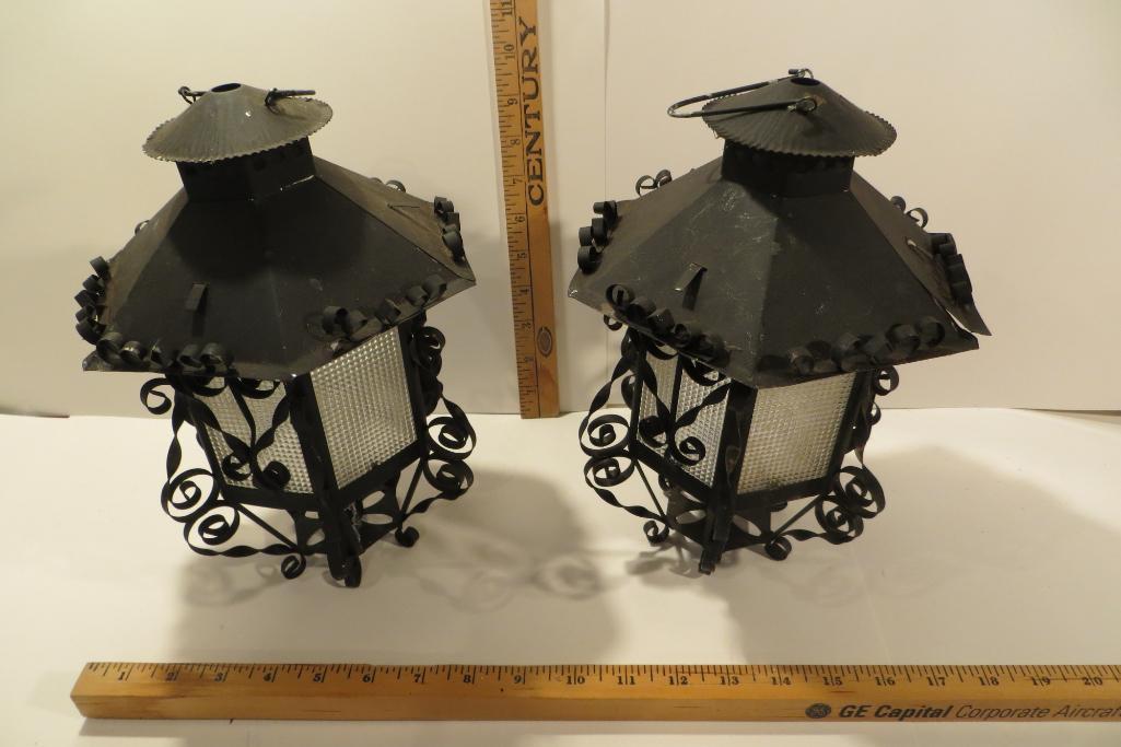 Pair of Vintage Tin Candle Lamps