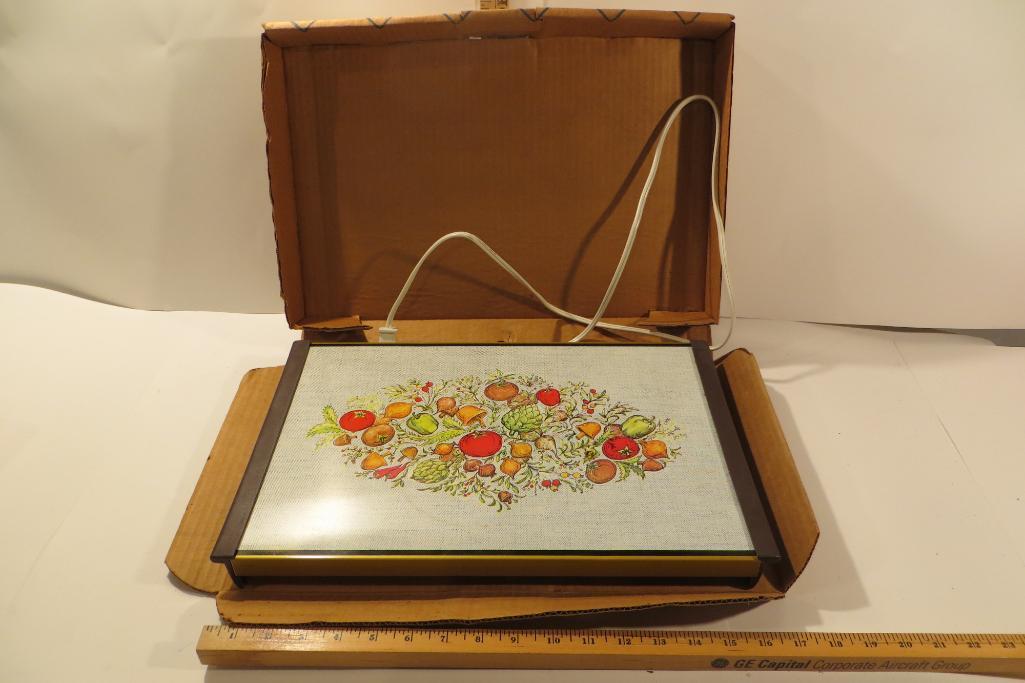 Vintage "Party Hostess" Warm Tray in box with vegetable motif