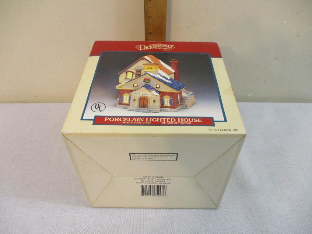 Olde School Lemax Dickensvale Collectibles Porcelain Lighted House, in original box, 1993 Lemax Inc,