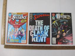 Three DC Comics: Team Titans No. 1 Sept 1992, Superman 100: The Death of Clark Kent No. 18 May 1995,