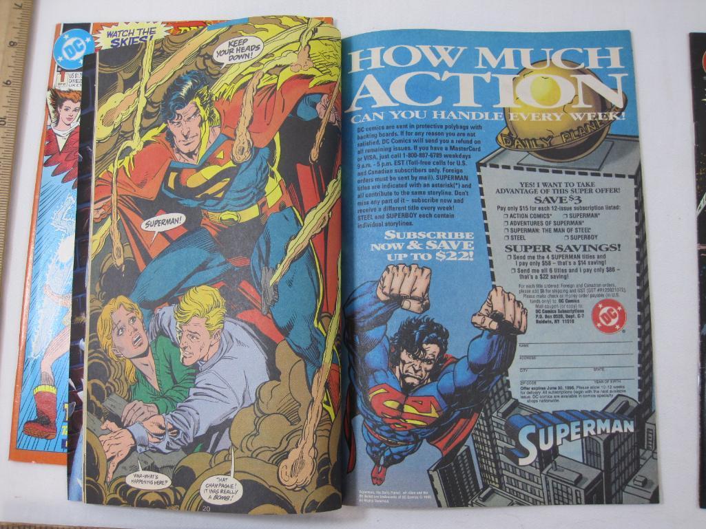 Three DC Comics: Team Titans No. 1 Sept 1992, Superman 100: The Death of Clark Kent No. 18 May 1995,