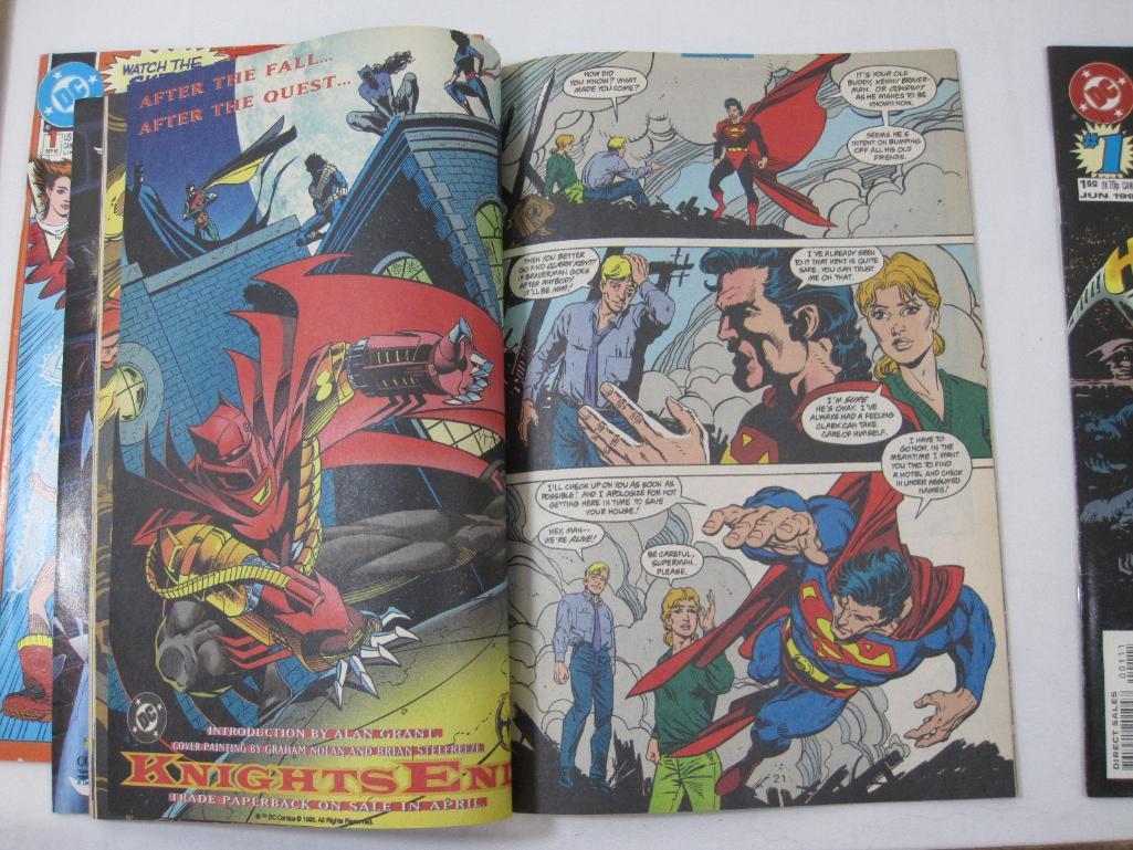 Three DC Comics: Team Titans No. 1 Sept 1992, Superman 100: The Death of Clark Kent No. 18 May 1995,