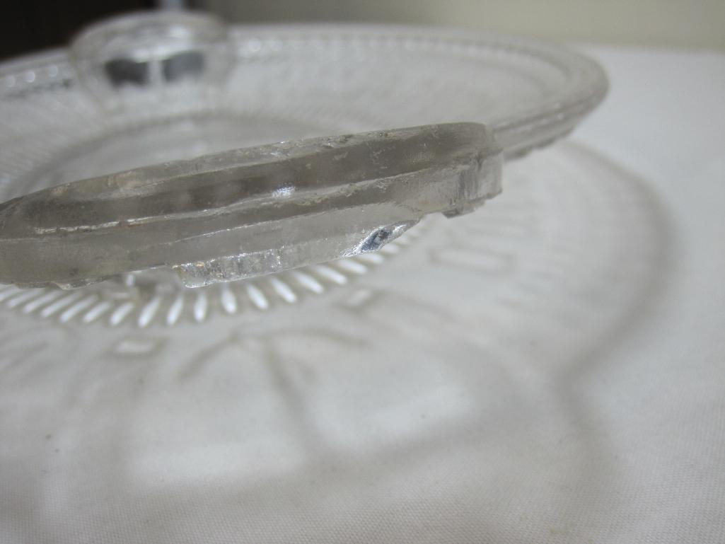 Victorian EAPG Pressed Glass Bread Plate "Give Us This Day Our Daily Bread" Luck Horseshoe Anchor