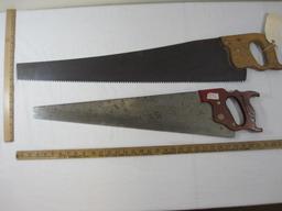 Two Hand Saws including Stanley Handyman 26 inch and 1 30 inch Unmarked Rough Cut