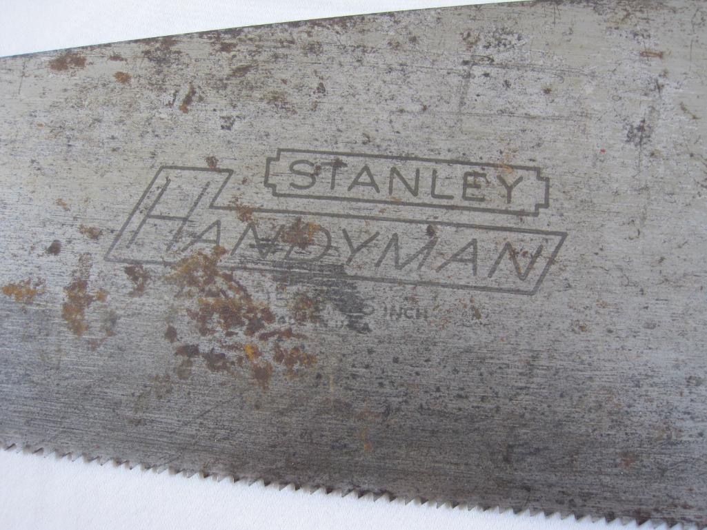 Two Hand Saws including Stanley Handyman 26 inch and 1 30 inch Unmarked Rough Cut