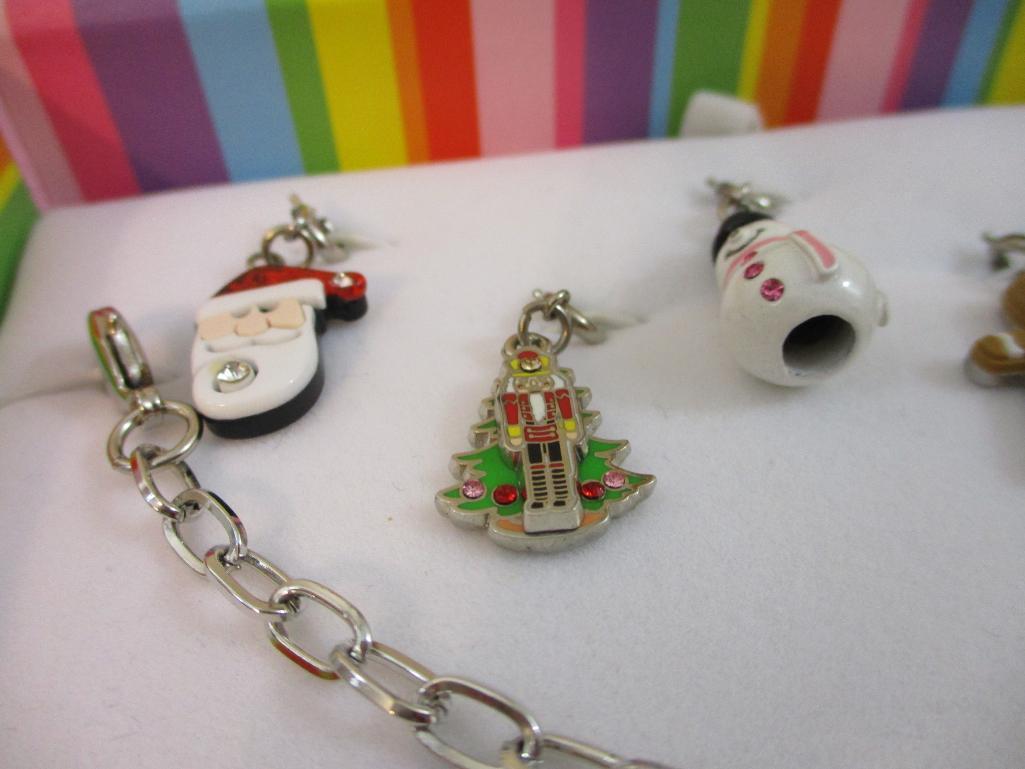 Charm It! Bracelet with 5 Christmas Charms, in original box, 5 oz