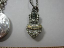 Seven Silver Tone Necklaces, Juicy Couture, Hearts and more, 3oz