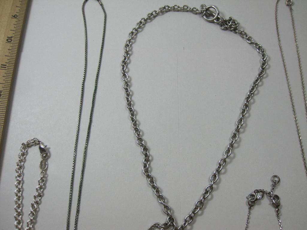 Seven Silver Tone Necklaces, Juicy Couture, Hearts and more, 3oz