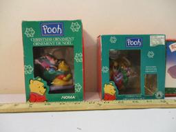 Three Winnie the Pooh Christmas Ornaments: Merry Miniatures Piglet, Pooh and Piglet (missing