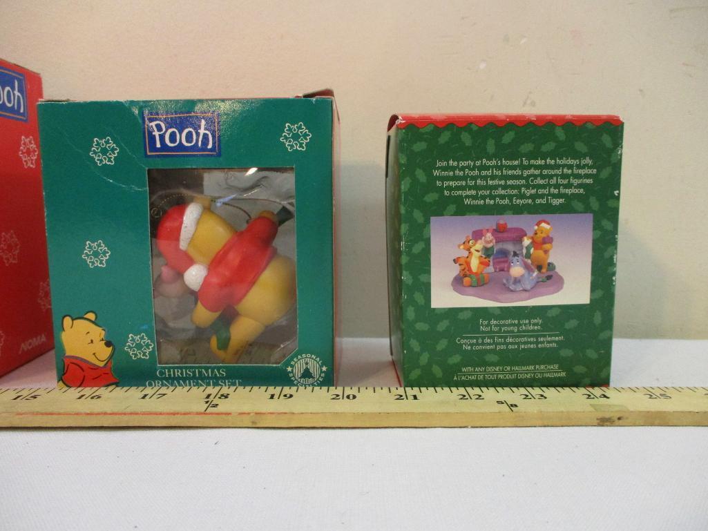 Three Winnie the Pooh Christmas Ornaments: Merry Miniatures Piglet, Pooh and Piglet (missing