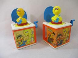 Two 1986 Muppets Sesame Street Jack-in-the-Boxes, one doesn't work properly, 2 lbs 14 oz