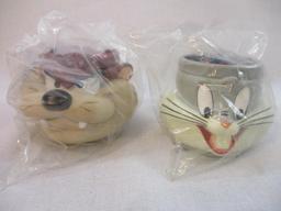 Two Plastic Figural Looney Tunes Mugs: Taz and Bugs Bunny, 1982, 15 oz