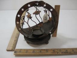 Moon and Stars Decorative Metal Tea Light and Candle Holder