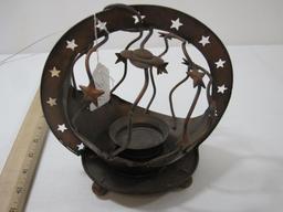 Moon and Stars Decorative Metal Tea Light and Candle Holder