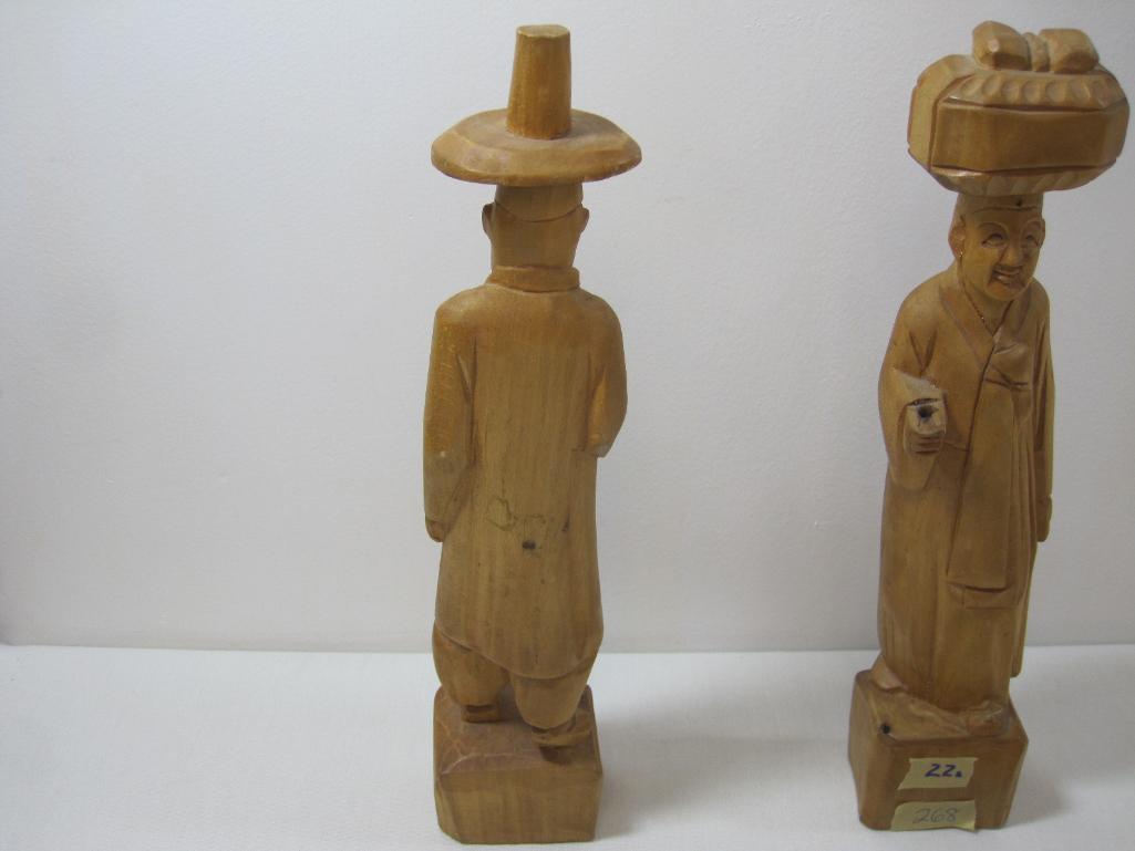 Pair of Two Carved Wood Figures, approximatley 13 inches tall