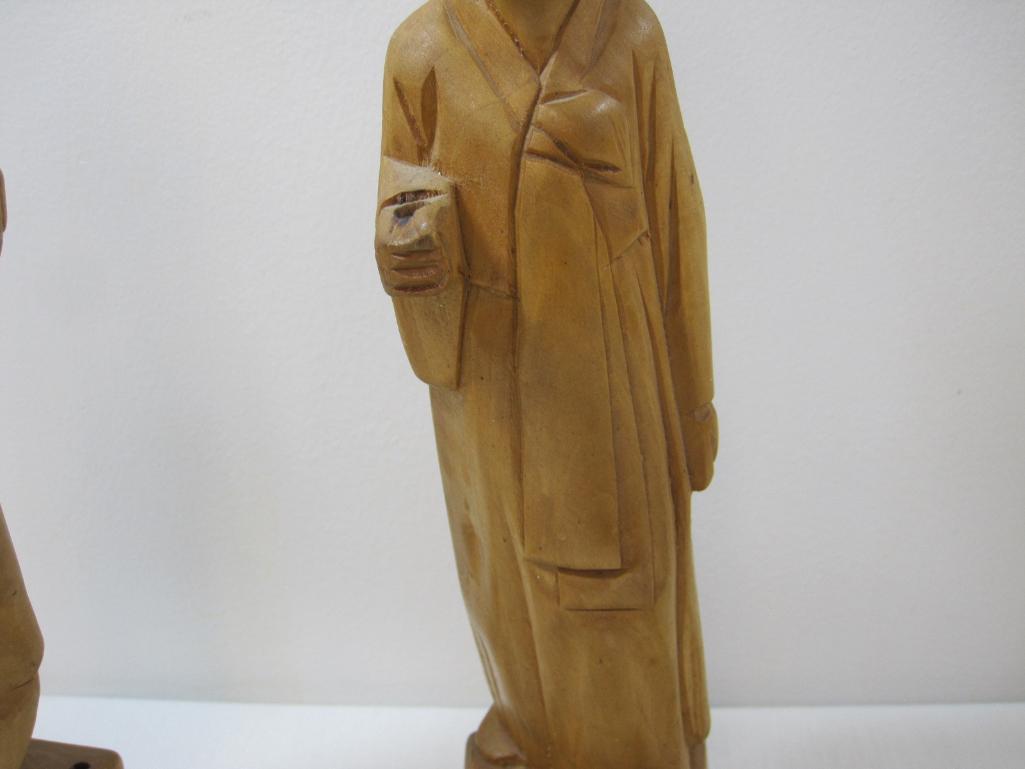 Pair of Two Carved Wood Figures, approximatley 13 inches tall