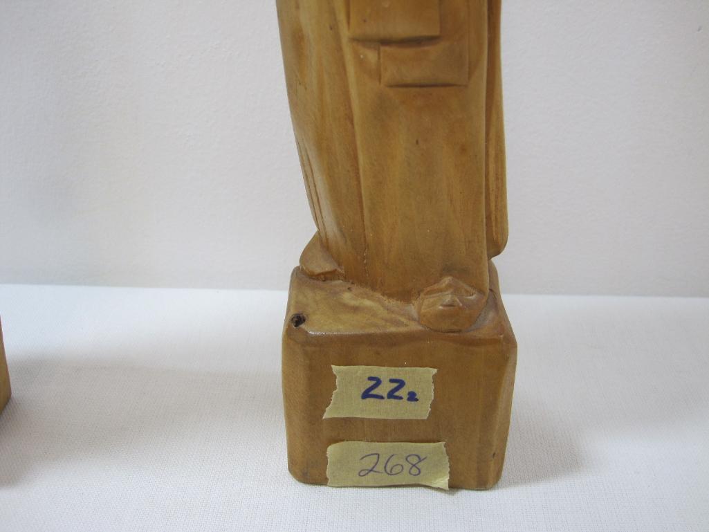 Pair of Two Carved Wood Figures, approximatley 13 inches tall