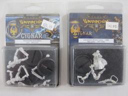 Two NIB Warmachine Cygnar Miniatures: Stormsmith Grenadiers Unit (PIP 31124) and Lieutenant Allister