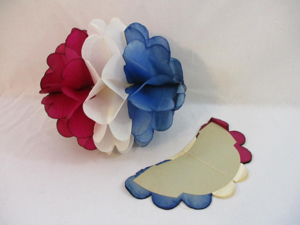 Two Folding Paper HoneyComb Ball Ornaments, approx 14 inches in diameter, 6oz