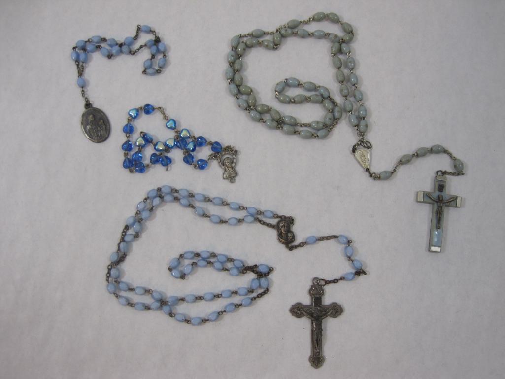 Two Blue Rosary Beads and Two Bracelets, 2 oz