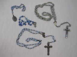 Two Blue Rosary Beads and Two Bracelets, 2 oz