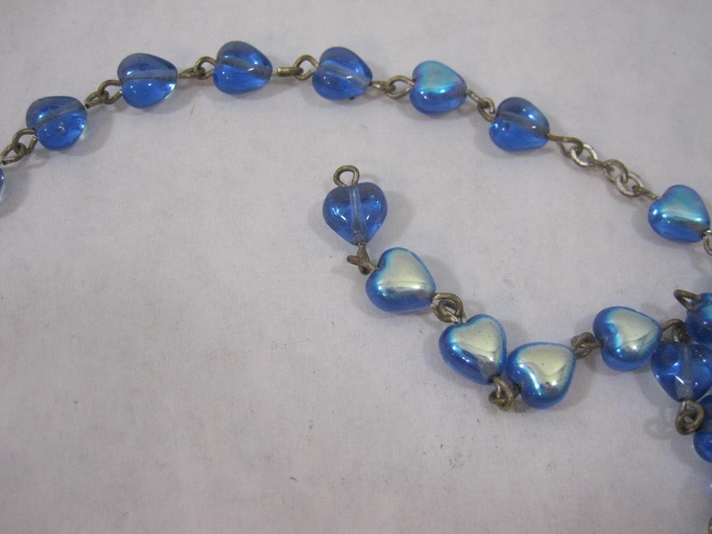 Two Blue Rosary Beads and Two Bracelets, 2 oz