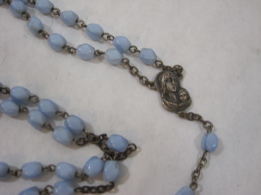 Two Blue Rosary Beads and Two Bracelets, 2 oz