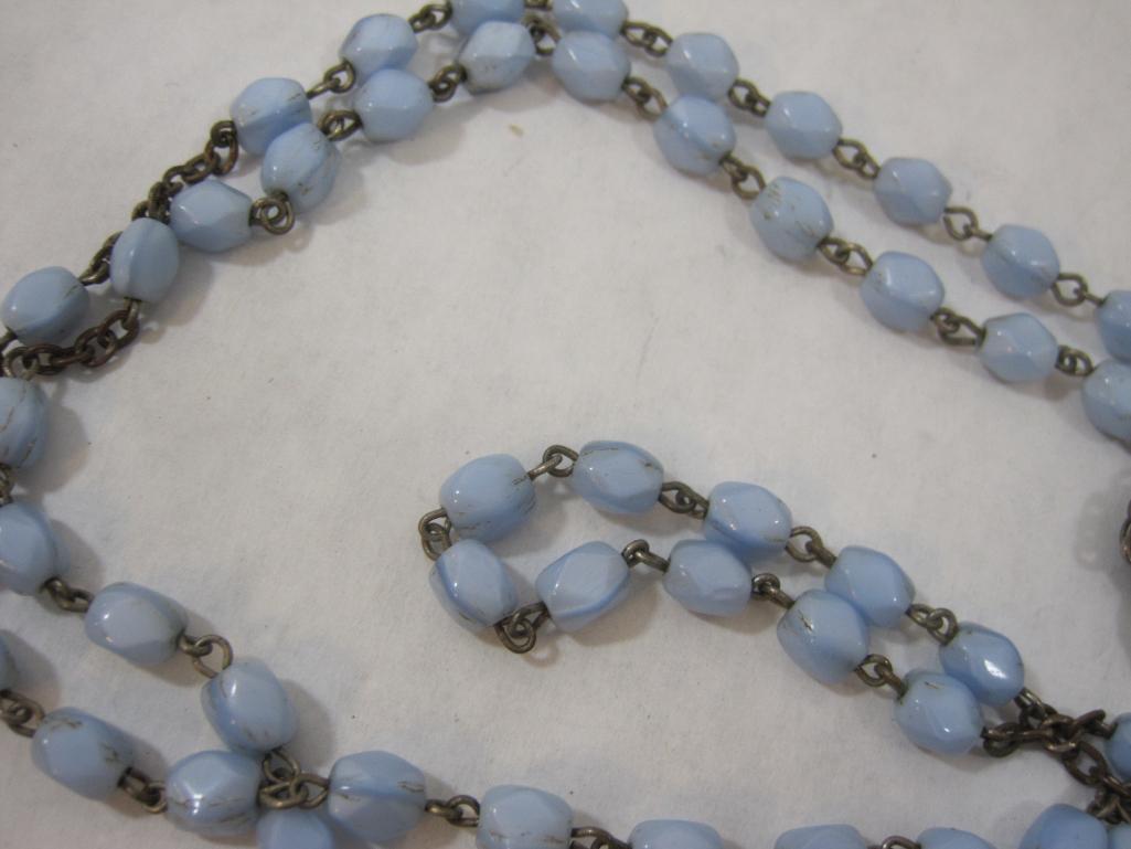 Two Blue Rosary Beads and Two Bracelets, 2 oz