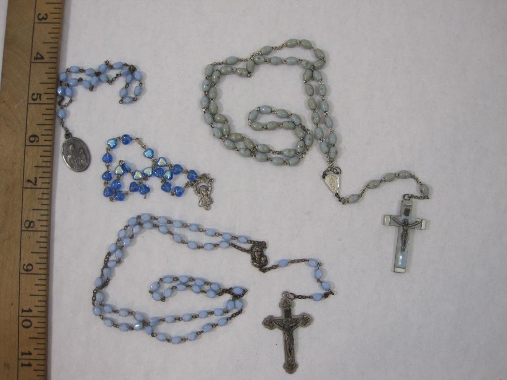 Two Blue Rosary Beads and Two Bracelets, 2 oz