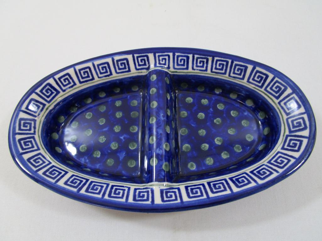 Boleslawiec Pottery Divided Tray, Hand Made in Poland