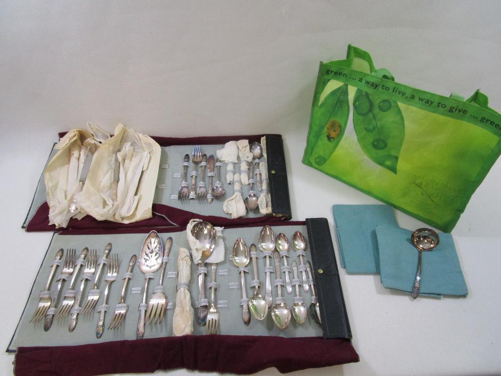 Rodgers Brothers First Love Pattern Silverplate Set, New in Storage Cases, approx Service for Eight,