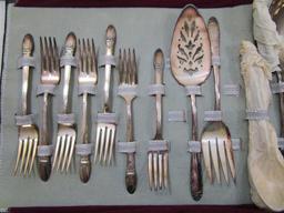Rodgers Brothers First Love Pattern Silverplate Set, New in Storage Cases, approx Service for Eight,