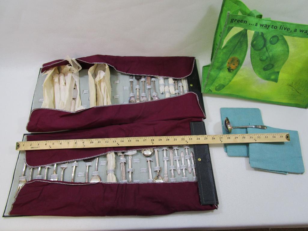 Rodgers Brothers First Love Pattern Silverplate Set, New in Storage Cases, approx Service for Eight,