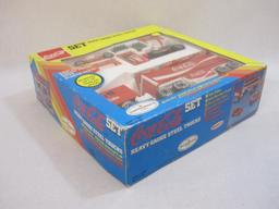 Coca-Cola Set Heavy Gauge Steel Trucks, diecast metal with plastic parts, in original box, REMCO