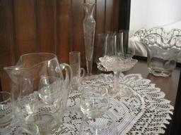 Assorted Glassware and Crystal including vases, pitcher and more