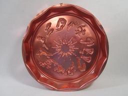 Copper toned Metal Astrology Mold Wall Hanging, approx 12 inch Diameter