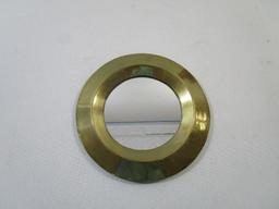 Pair of Brass Framed Mirror Wall D?cor, approx 7 inch Diameter, 7 inch Square