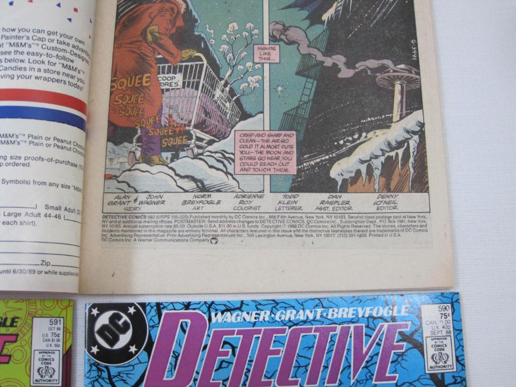 Four DC Comics, Detective Comics Issue No.590 - No. 593 (Sept-Dec 1988), 8 oz