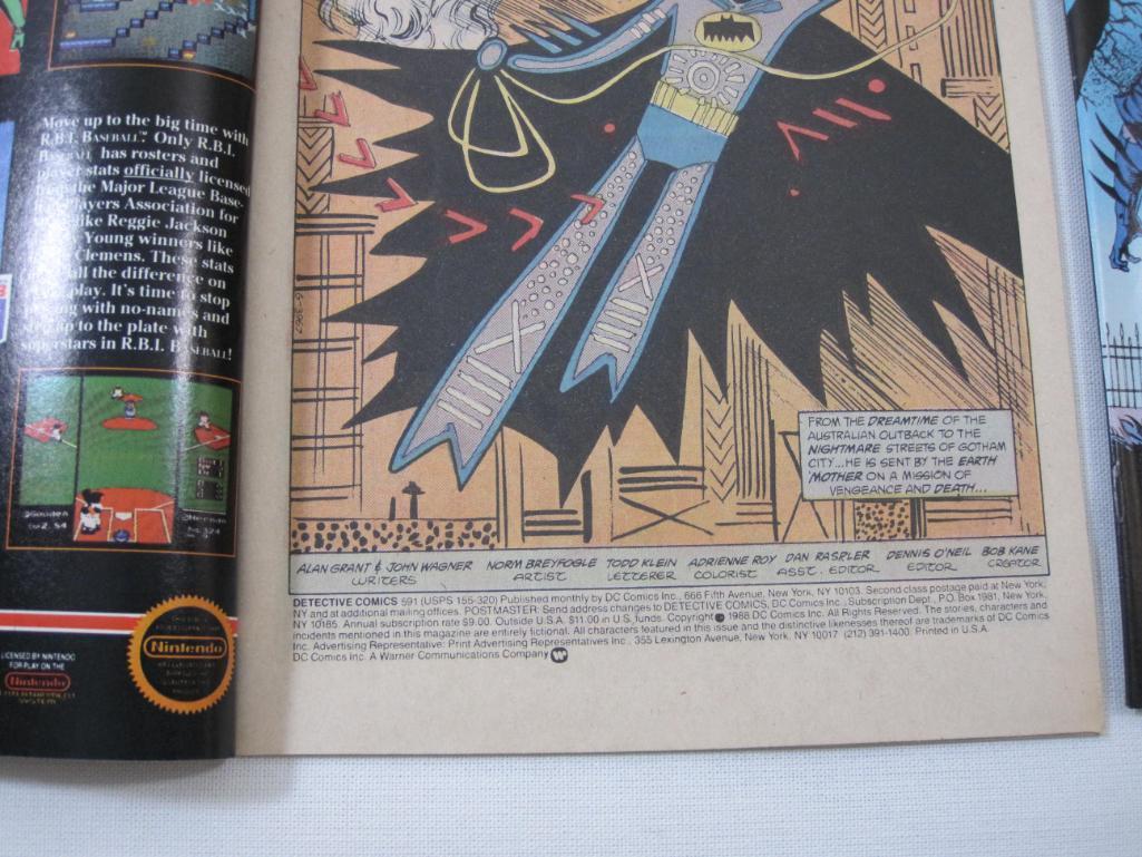 Four DC Comics, Detective Comics Issue No.590 - No. 593 (Sept-Dec 1988), 8 oz